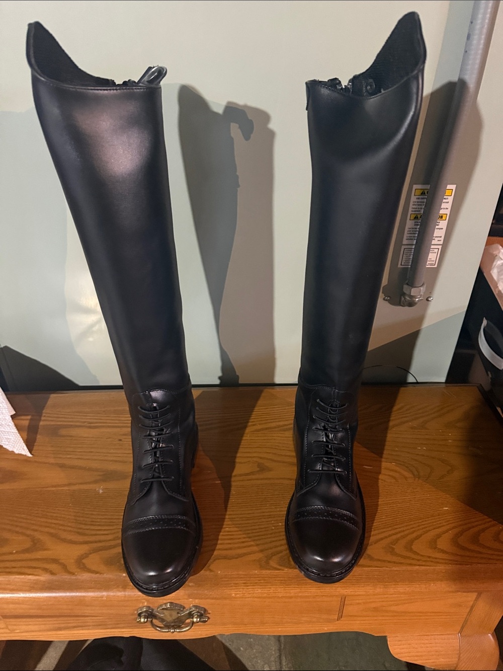 Over-the-Knee Black Lace-Up Riding Boots